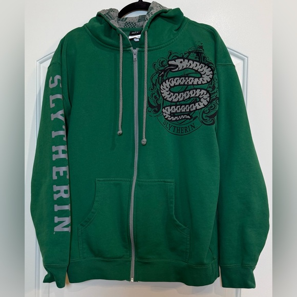 Slithering Zip Up Hoodie From Harry Potter Hogwarts Size Large Green - Picture 3 of 10